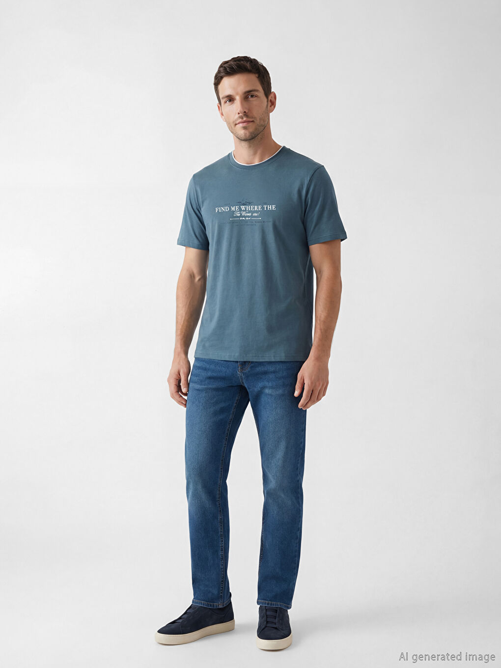 Мъжка тениска с кръгло деколте и отпечатан дизайн от джърси-1