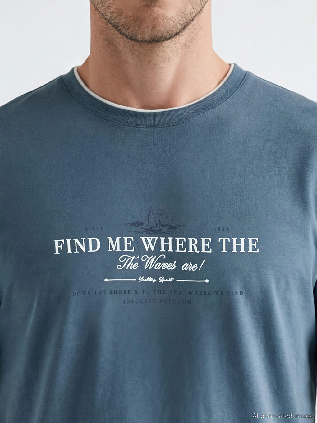 Мъжка тениска с кръгло деколте и отпечатан дизайн от джърси-2