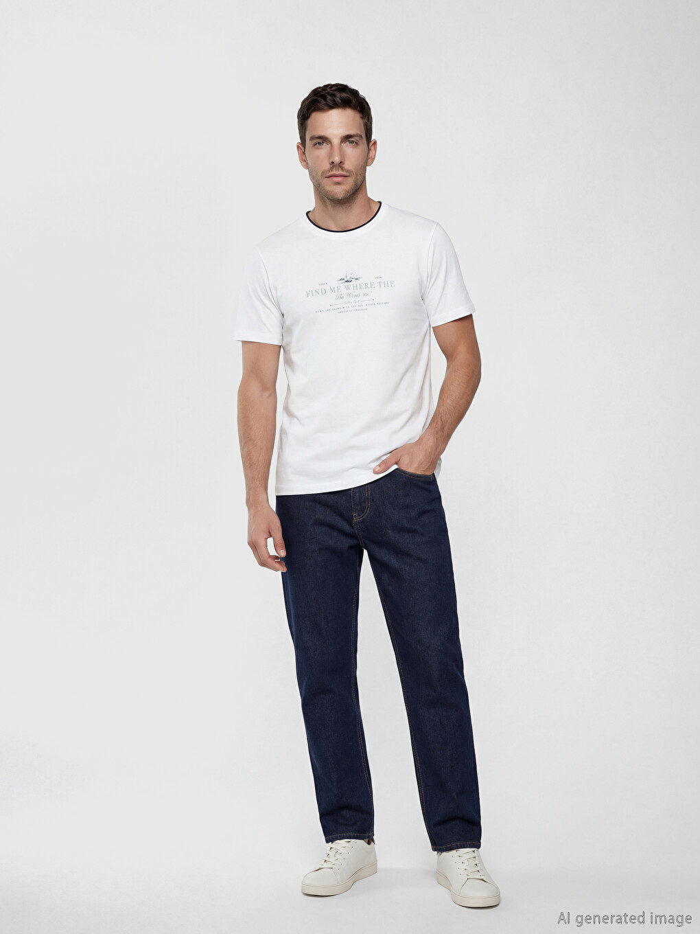 T-shirt Homme À Col Rond Imprimé En Jersey-1