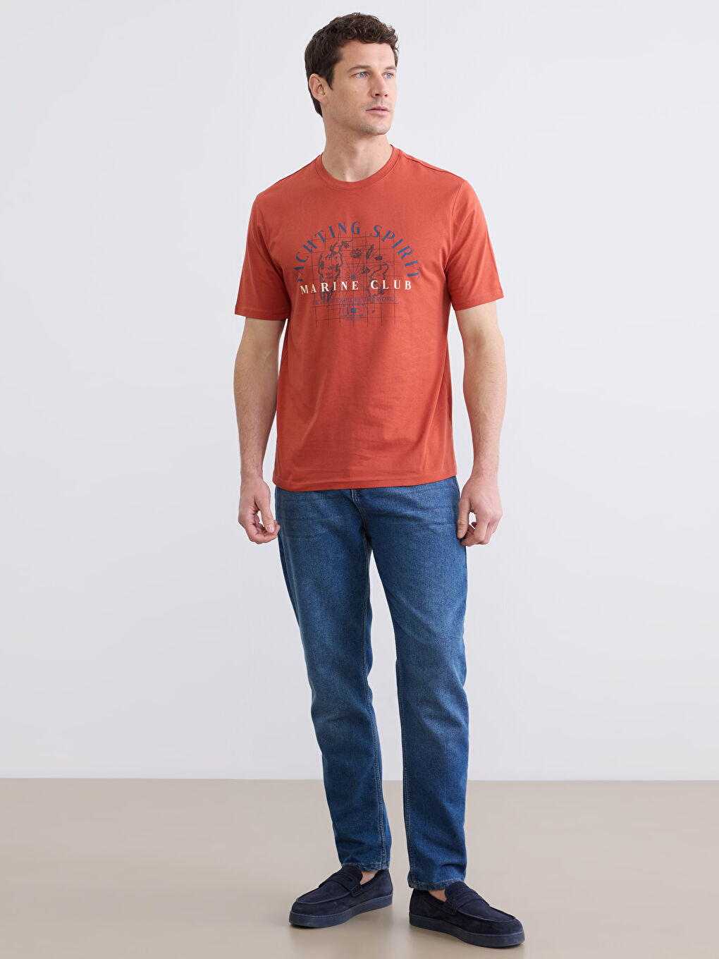 პლუს ზომის ბამბის მამაკაცის მაისური, მრგვალი ყელით და პრინტით-2