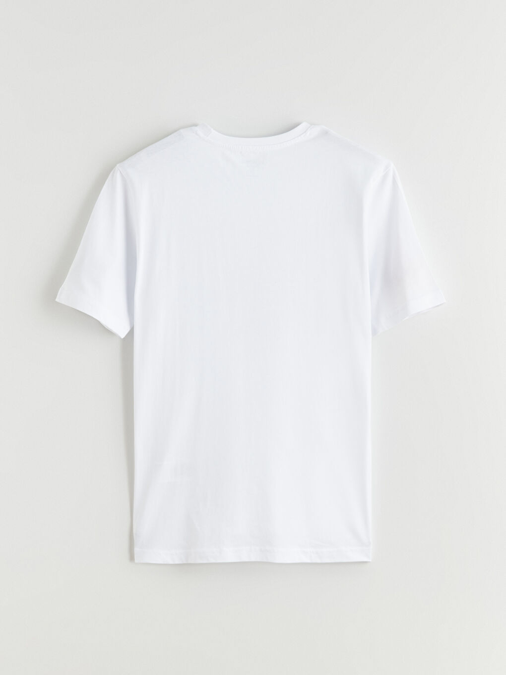 Beyaz Bisiklet Yaka Baskılı Penye Erkek Tişört-5