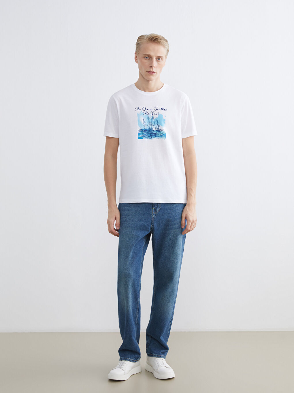 Plus Size Crew Neck Printed Cotton Men's T-Shirt-1