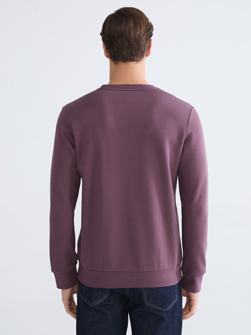 Mürdüm Bisiklet Yaka Baskılı Erkek Sweatshirt-3