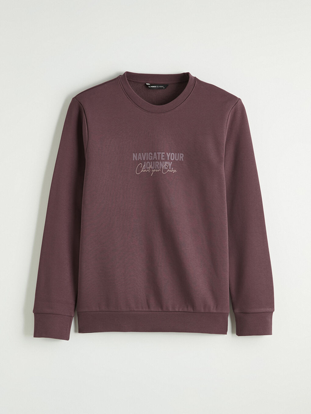 Mürdüm Bisiklet Yaka Baskılı Erkek Sweatshirt-4