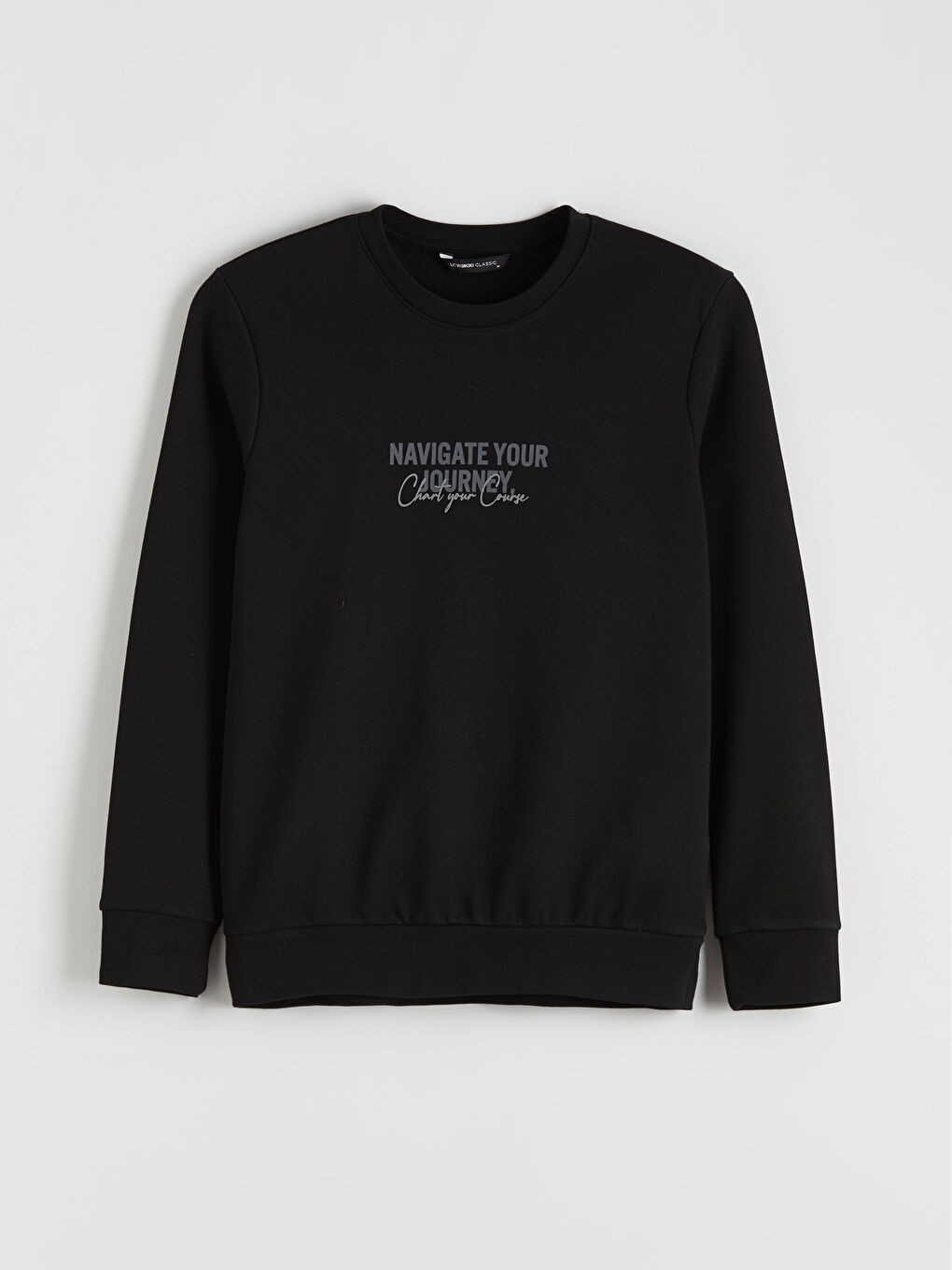 Siyah Bisiklet Yaka Baskılı Erkek Sweatshirt-4