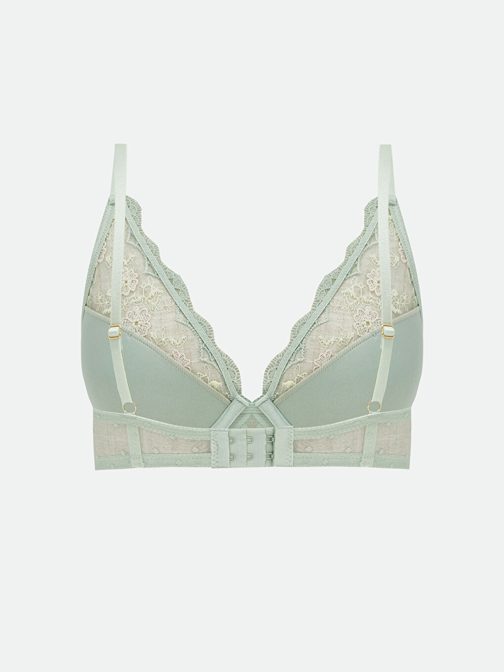 Yeşil Balenli Dolgusuz Brode Fantezi Tişört Sütyen-1