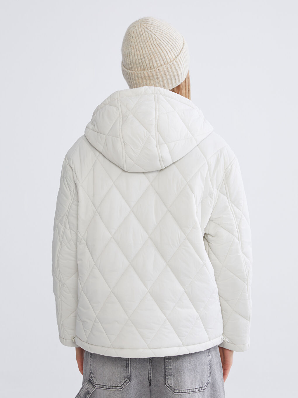 Oversized Quilted Hooded Women's Coat-4