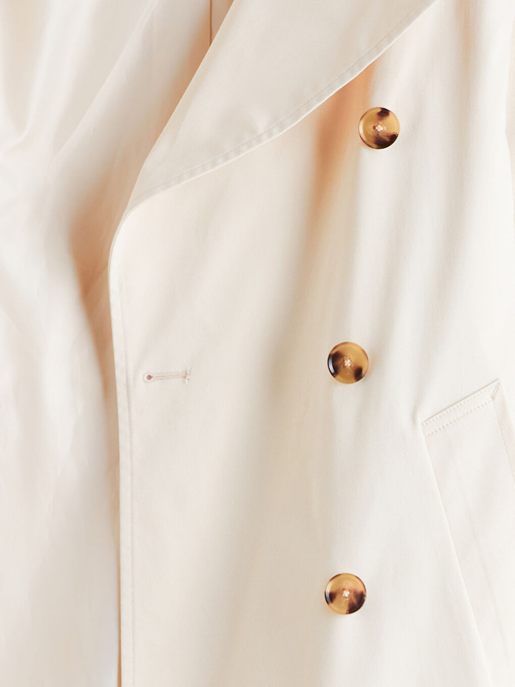 Ekru Kruvaze Yaka Kadın Trençkot-6