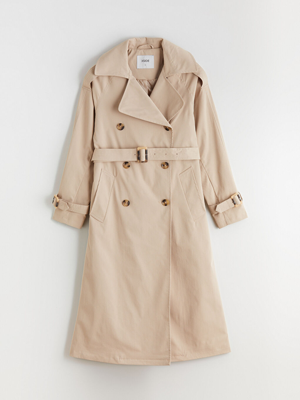 Bej Kruvaze Yaka Kadın Trençkot-5