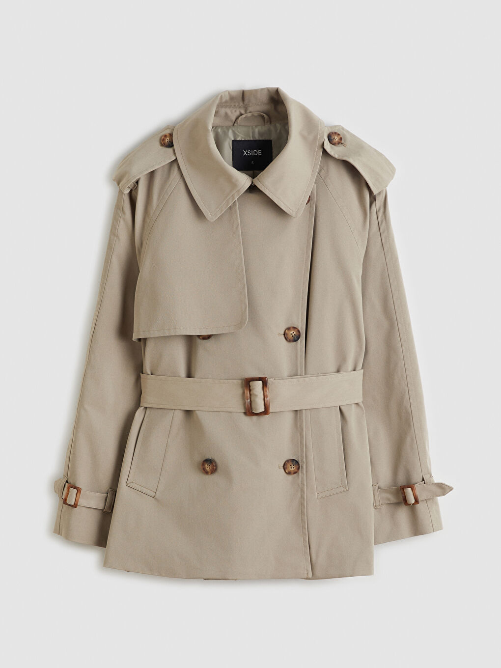 Haki Gömlek Yaka Oversize Kadın Trençkot-5