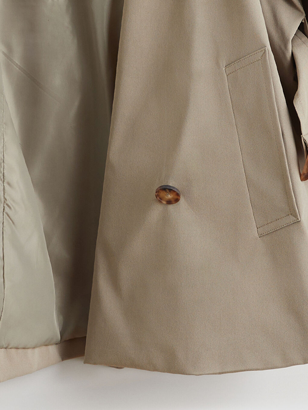 Haki Gömlek Yaka Oversize Kadın Trençkot-7