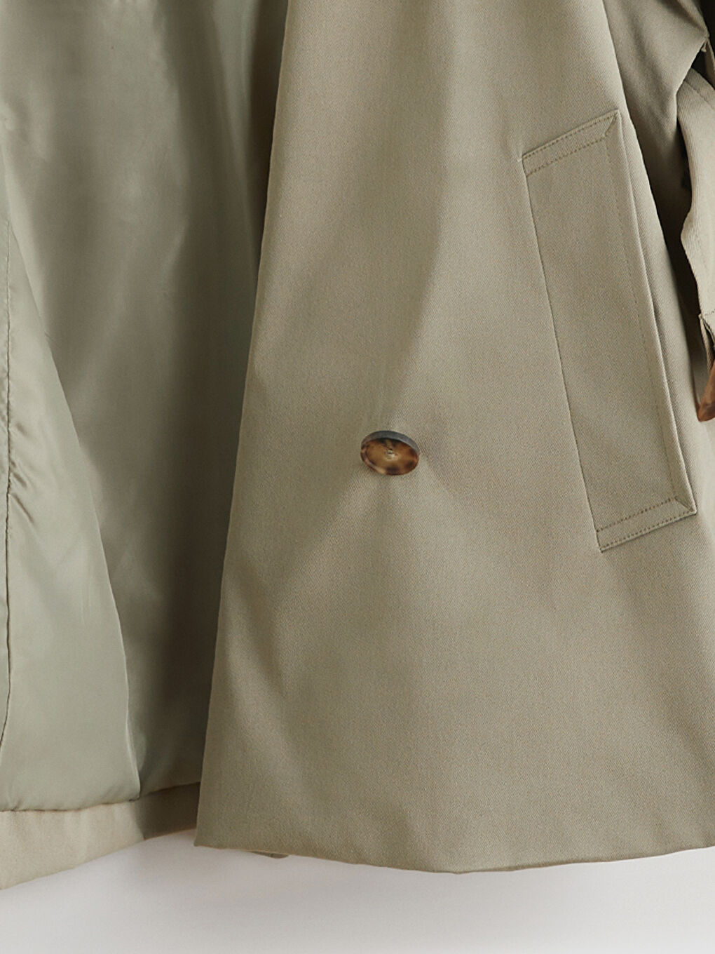 Haki Gömlek Yaka Oversize Kadın Trençkot-8