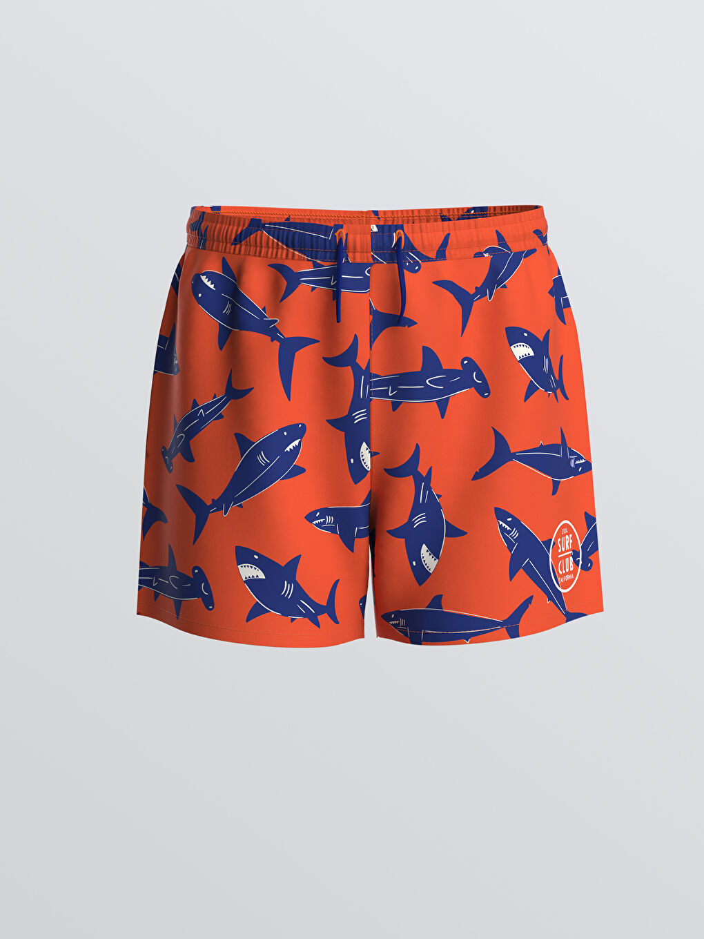 Turuncu Beli Lastikli Baskılı Erkek Çocuk Yüzme Şort