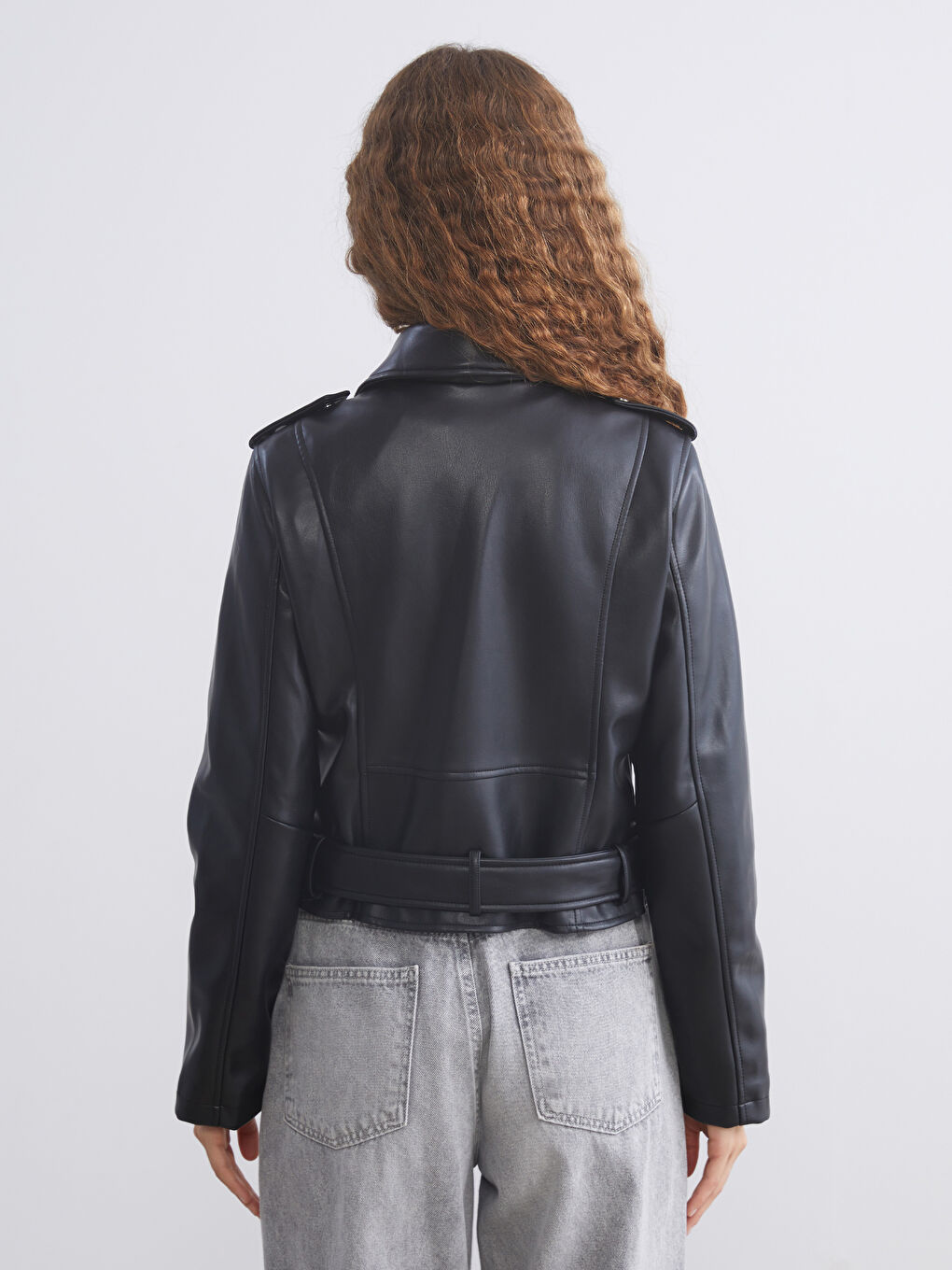 Women's Biker Jacket in Leather Look-4