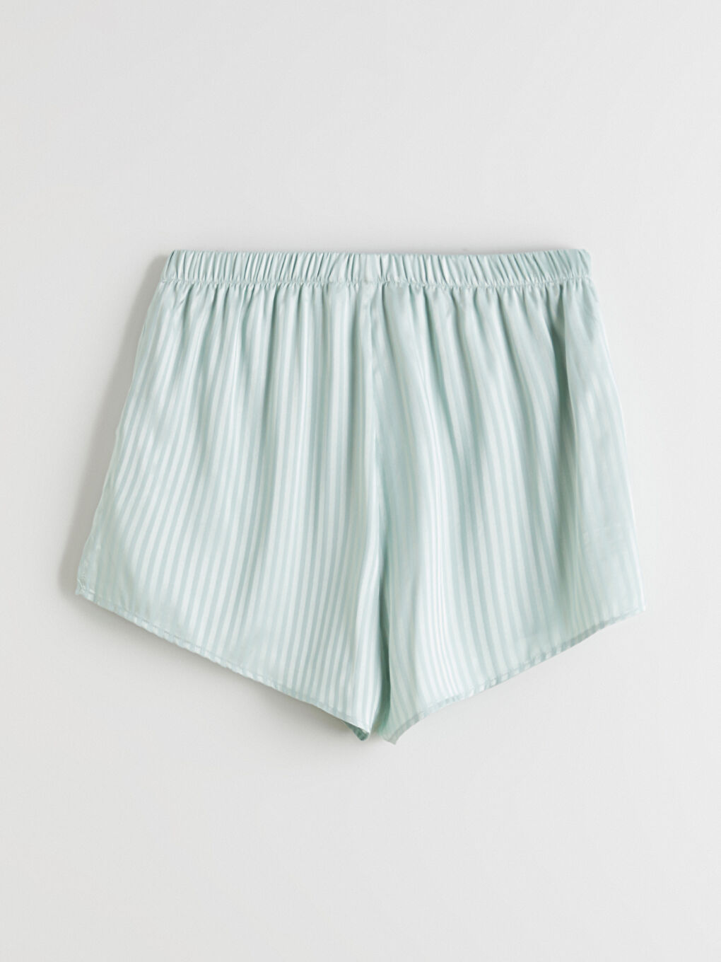 Yeşil V Yaka Çizgili Askılı Kadın Şortlu Pijama Takımı-4