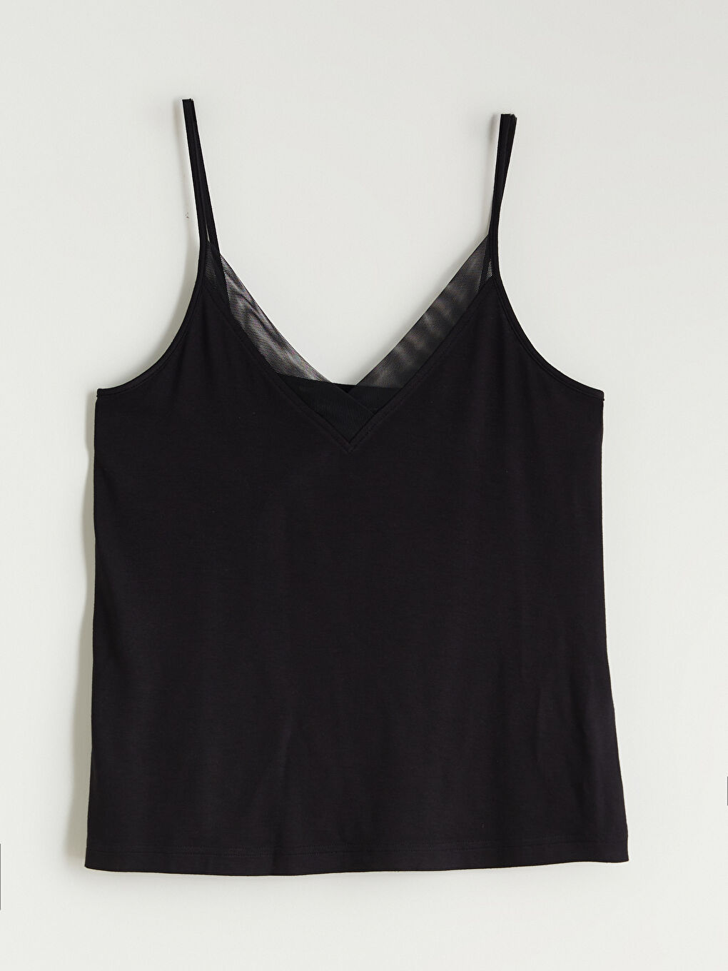 Siyah V Yaka Askılı Kadın Şortlu Pijama Takımı-5