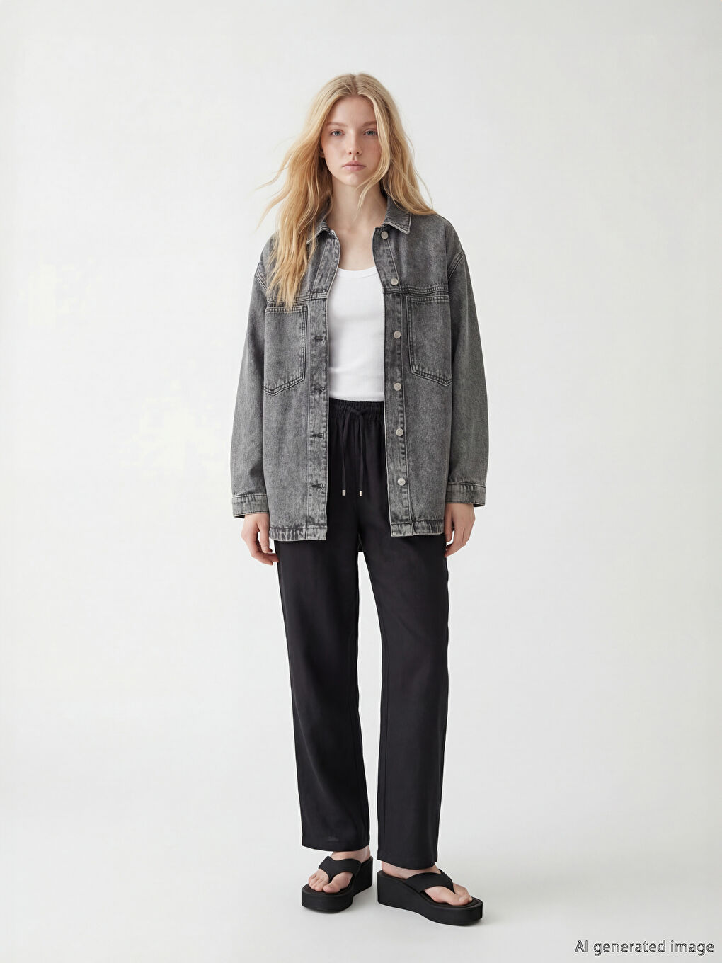 Woman GREY Denim Shirt-1