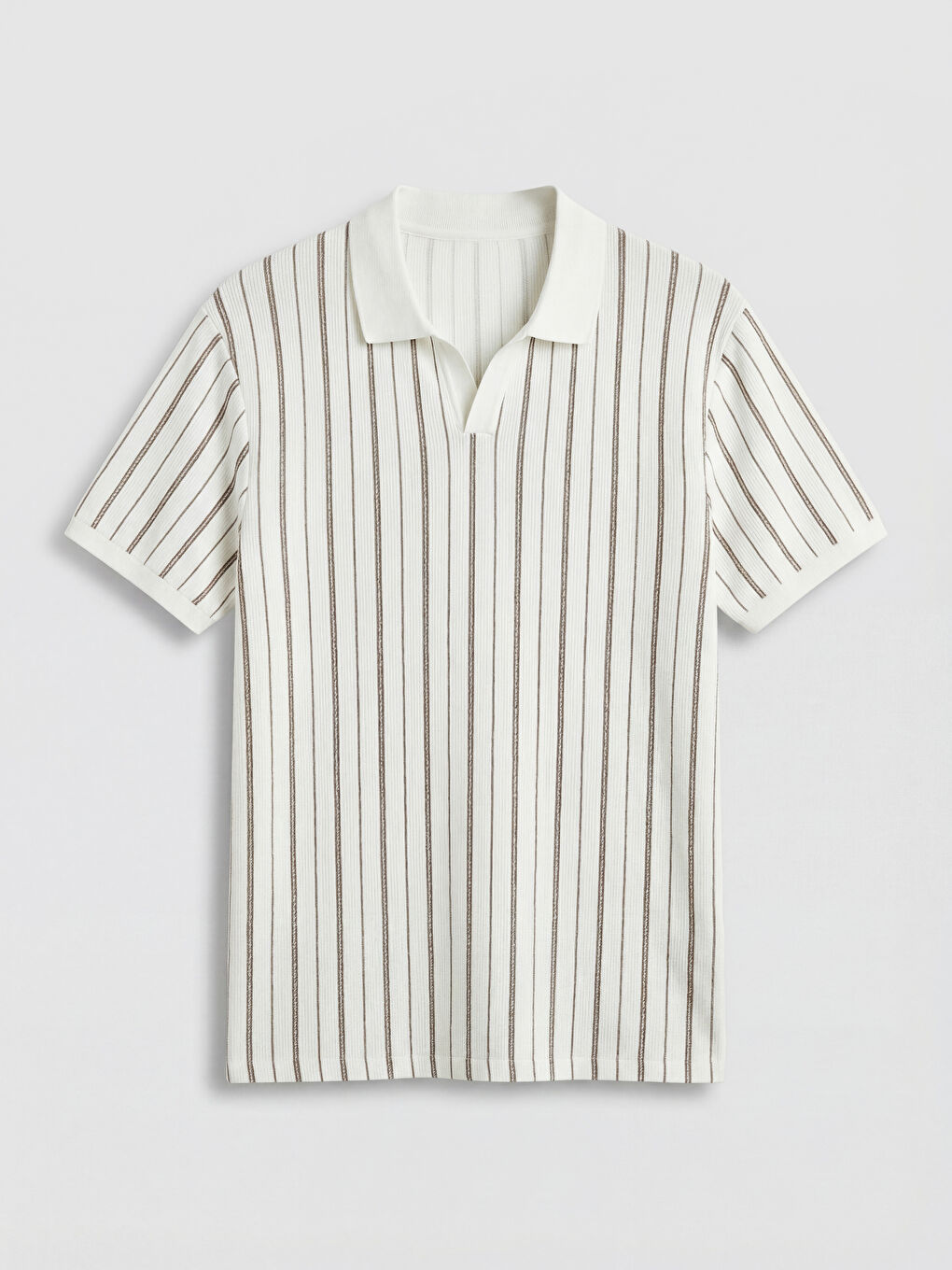 Bej Polo Yaka Çizgili Erkek Tişört		
