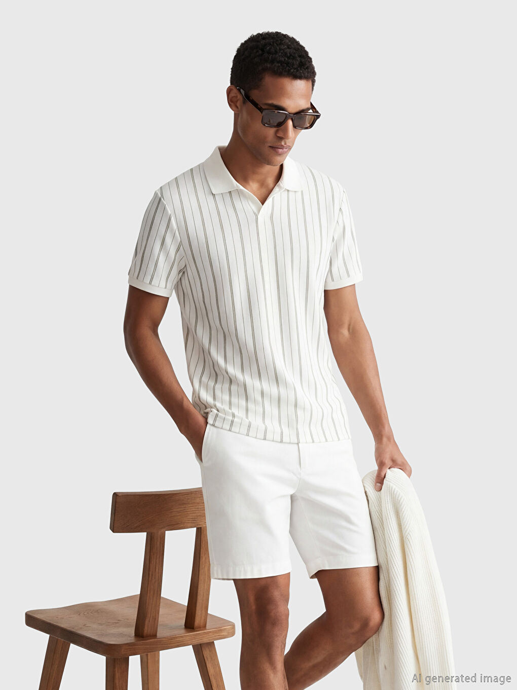 T-shirt à rayures à col polo pour homme