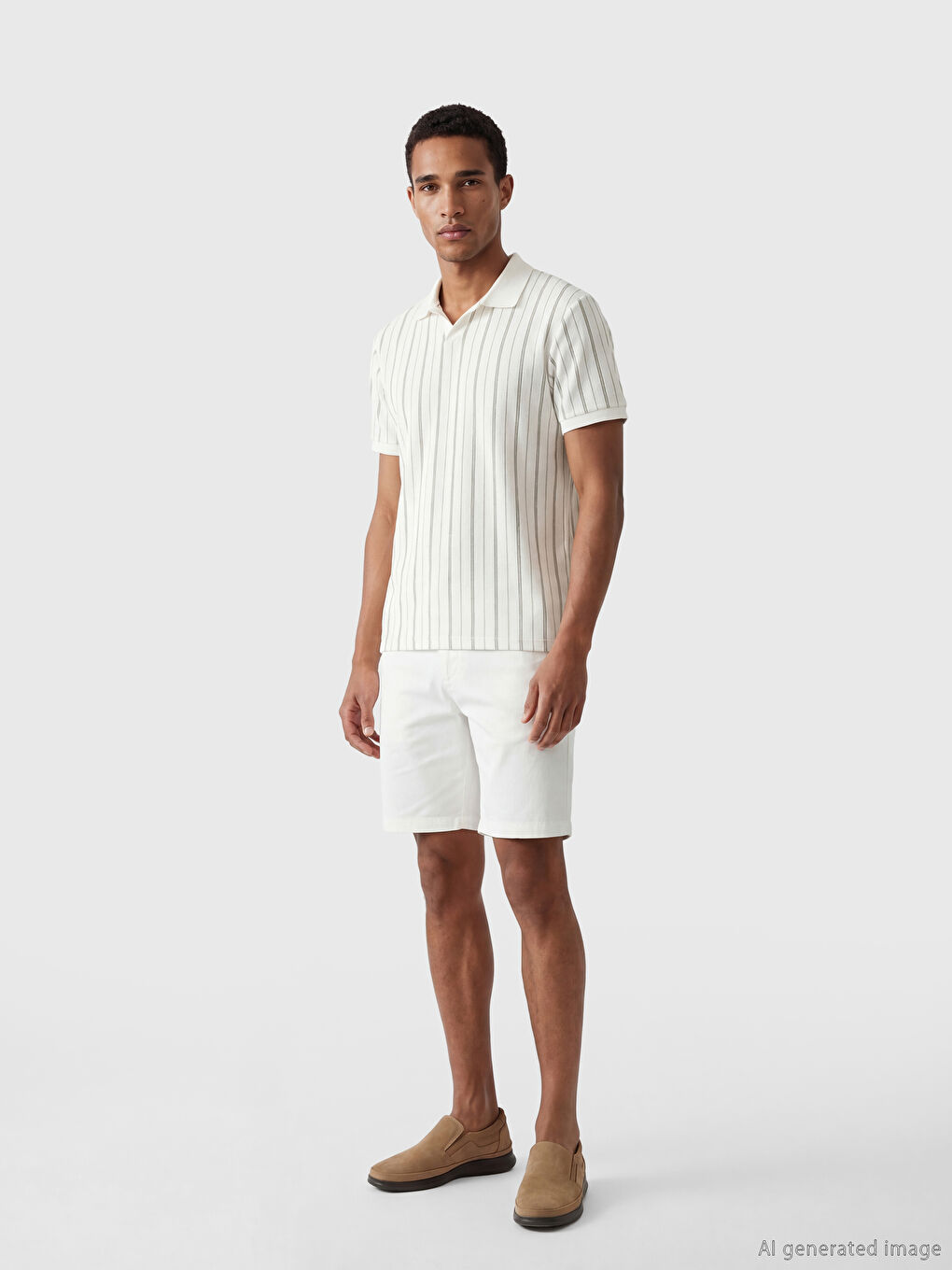 T-shirt à rayures à col polo pour homme-1