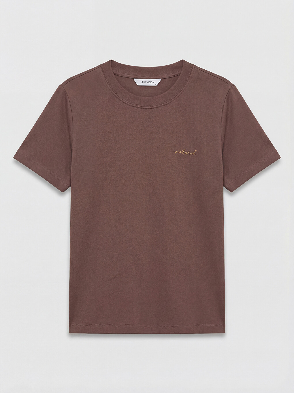 T-shirt I Qëndisur Me Prekje Të Butë, Jakë E Rrumbullakët Për Gra-4