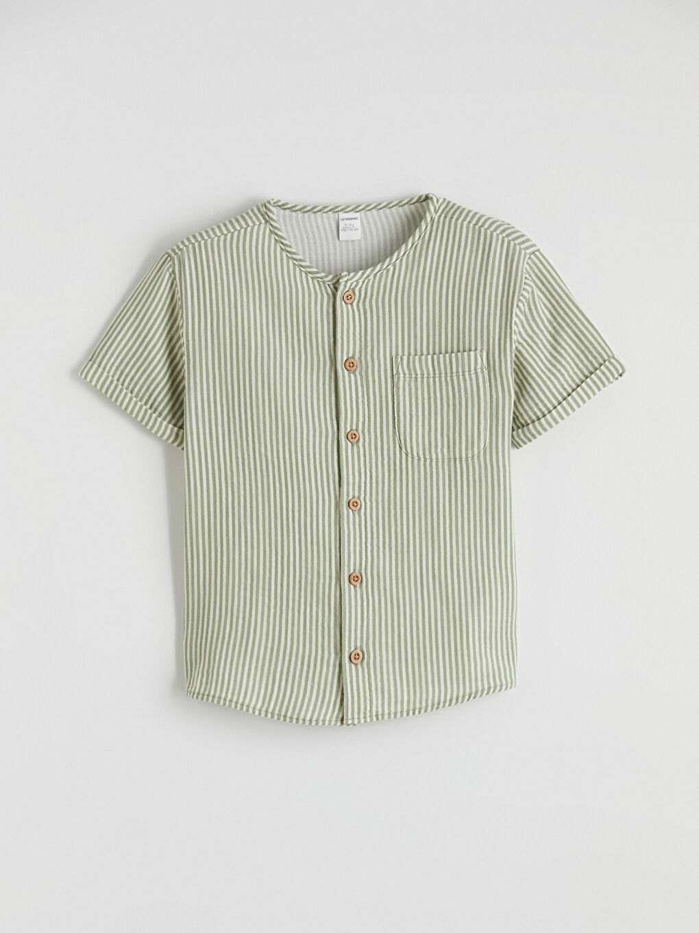 Ekru Çizgili Erkek Çocuk Gömlek