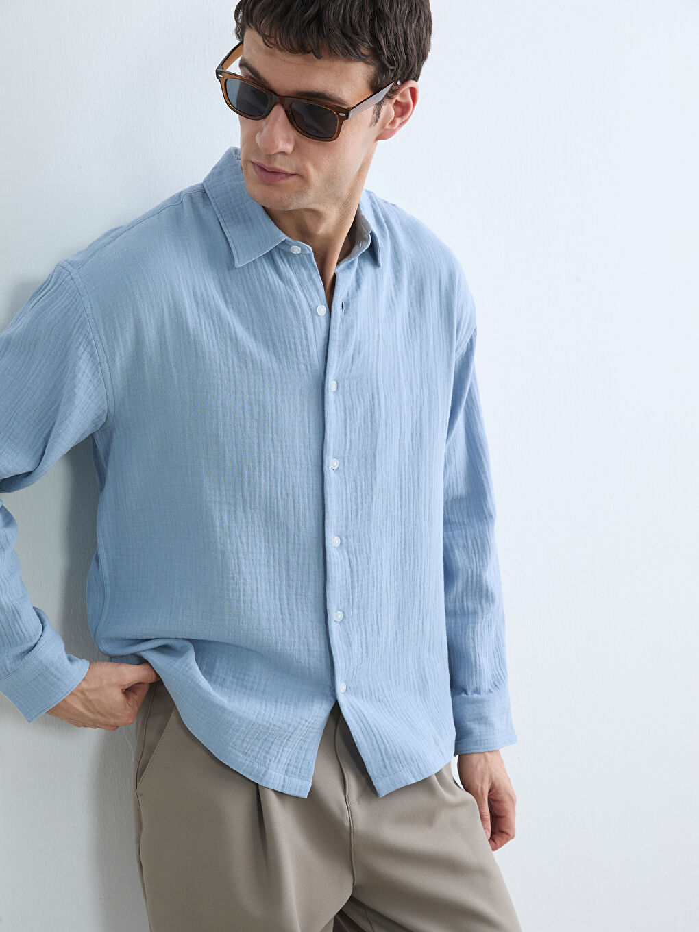Regular Fit Müslin Erkek Gömlek