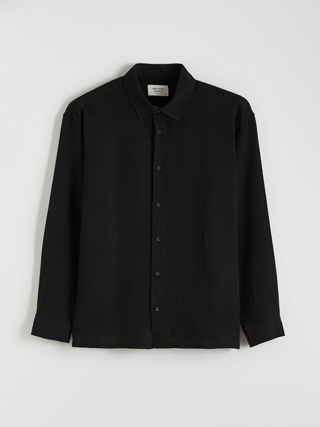 Siyah Regular Fit Müslin Erkek Gömlek-4