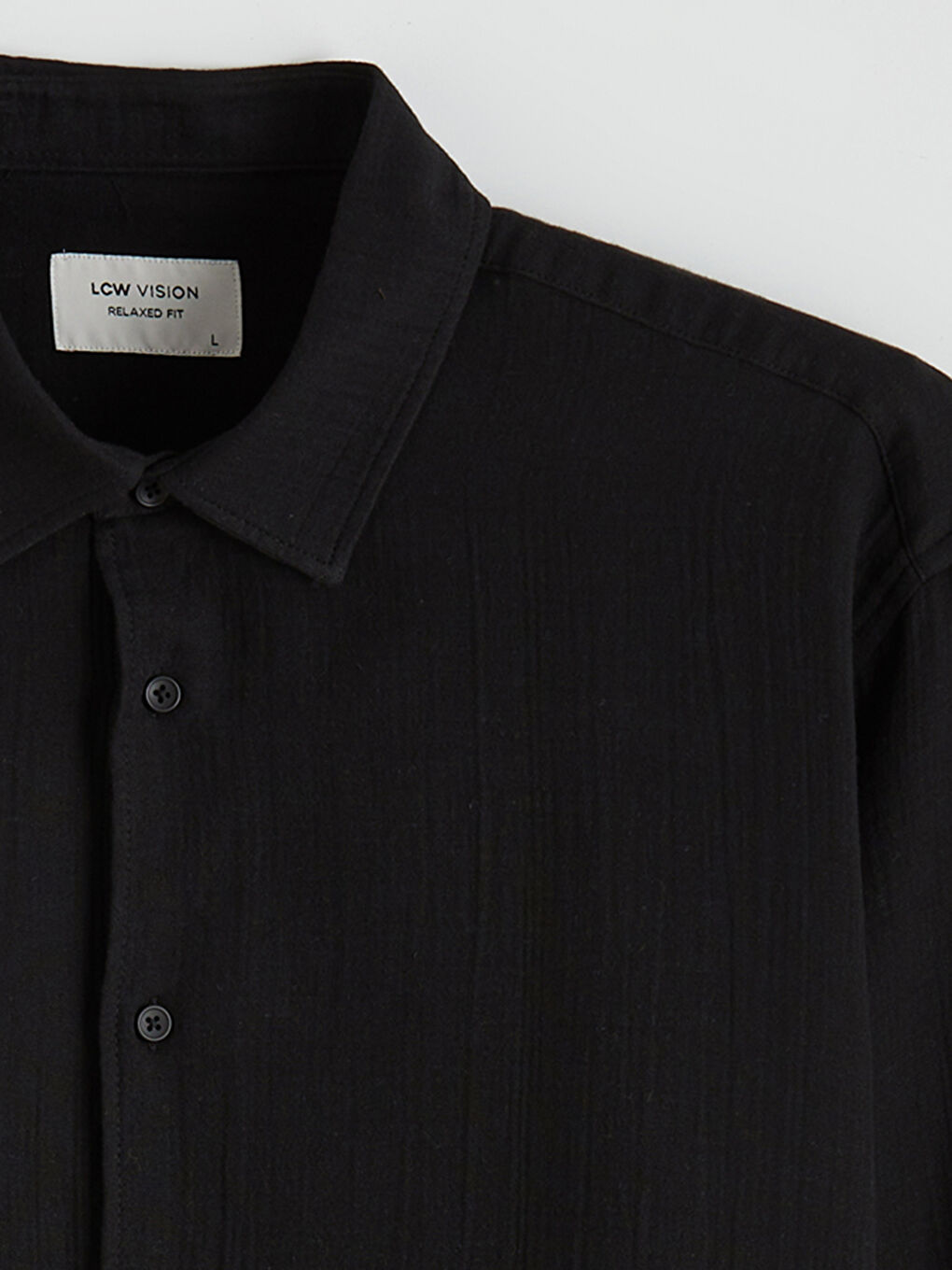 Siyah Regular Fit Müslin Erkek Gömlek-5