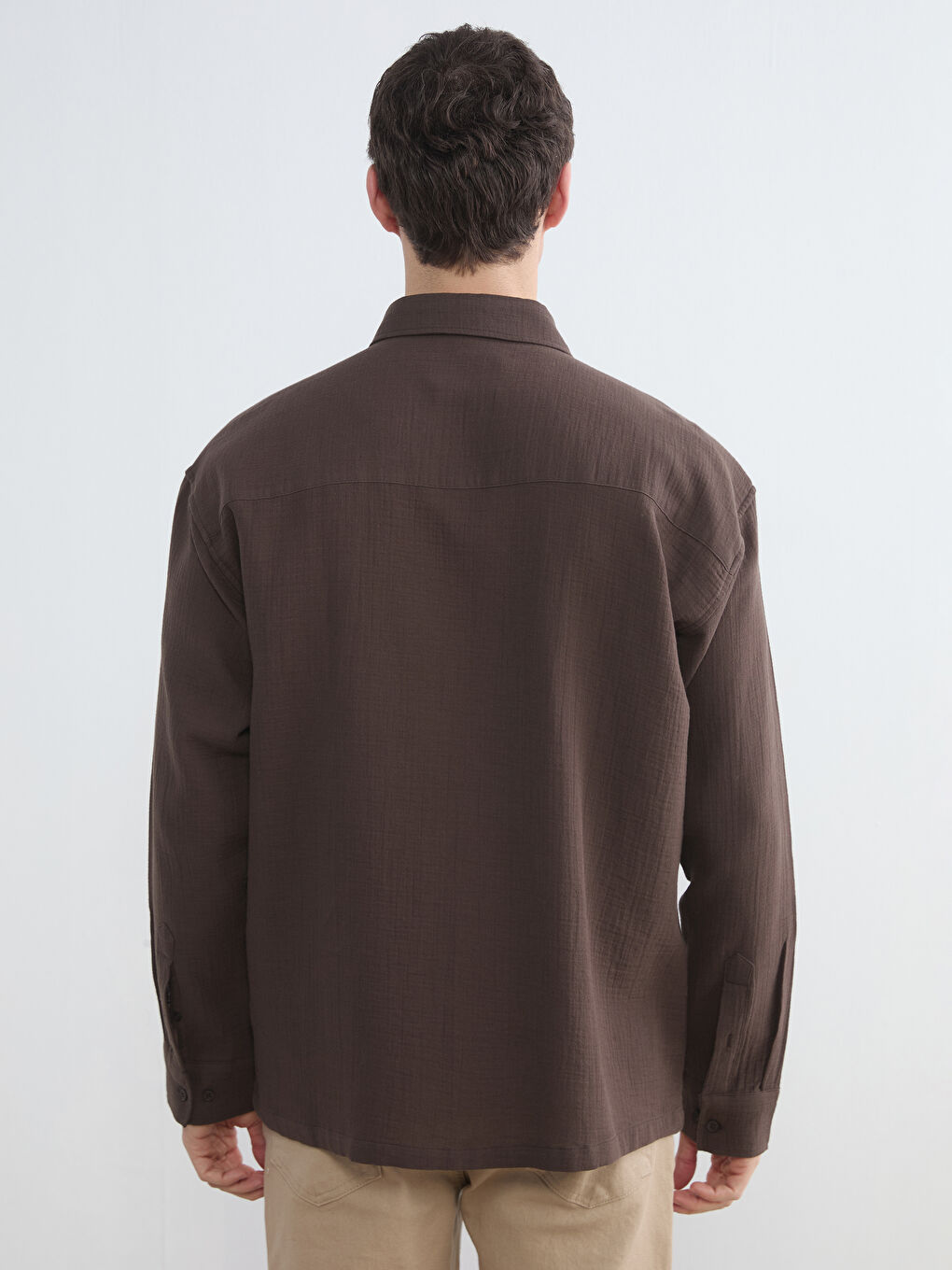 Kahverengi Regular Fit Müslin Erkek Gömlek-3
