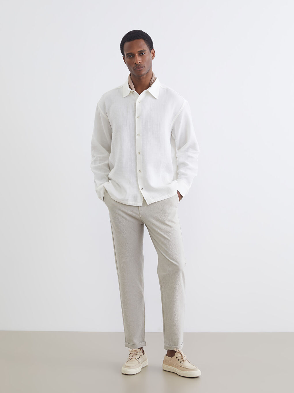 قميص بيج فاتح / ايكرو رجل-1