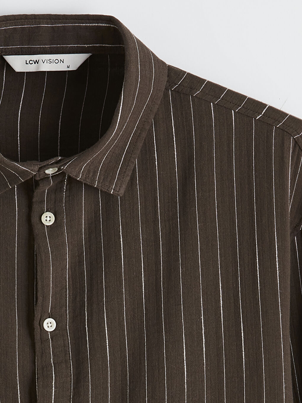 Kahverengi Regular Fit Çizgili Erkek Müslin Gömlek-5