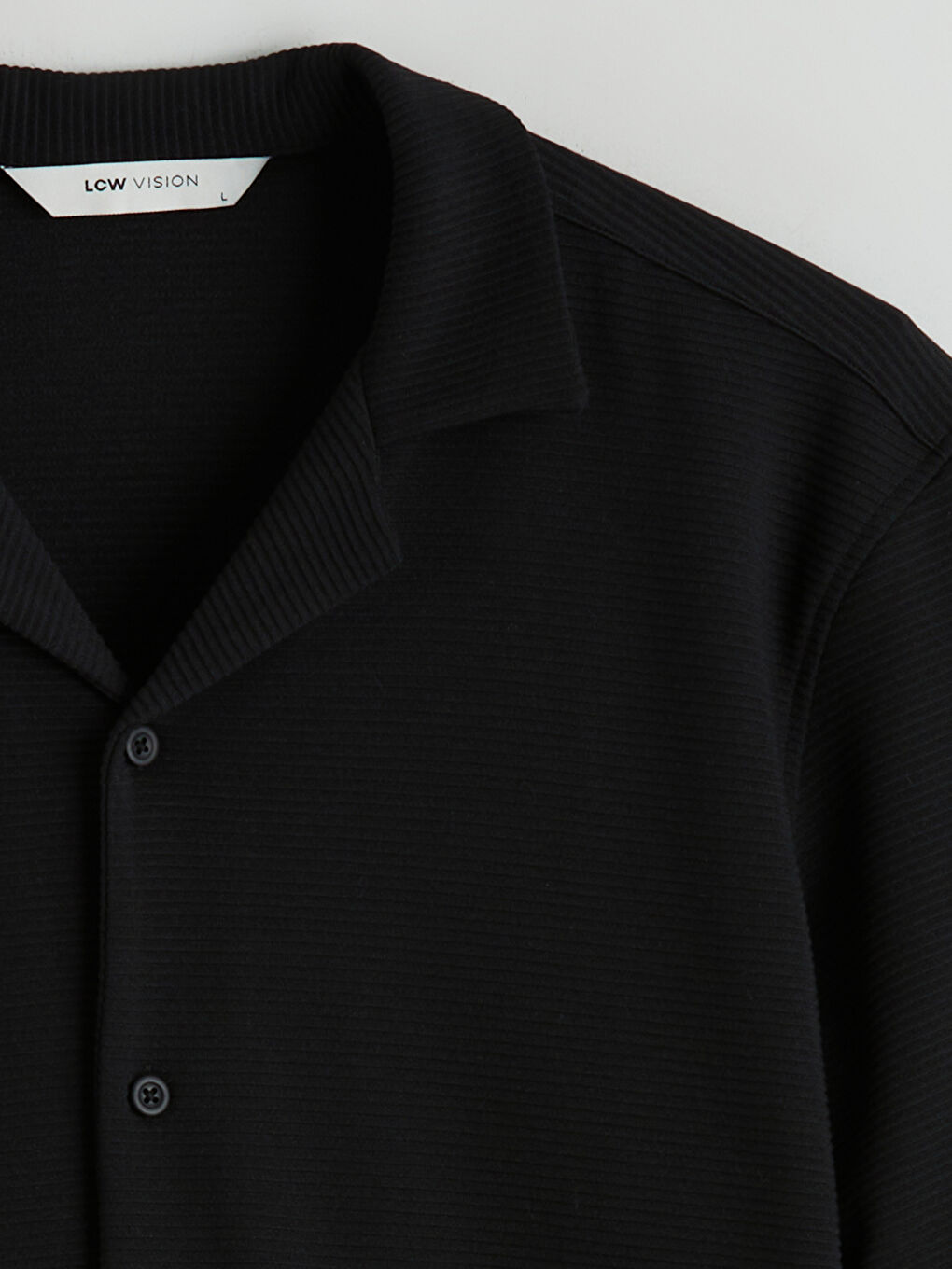 Siyah Regular Fit Resort Yaka Erkek Gömlek-1