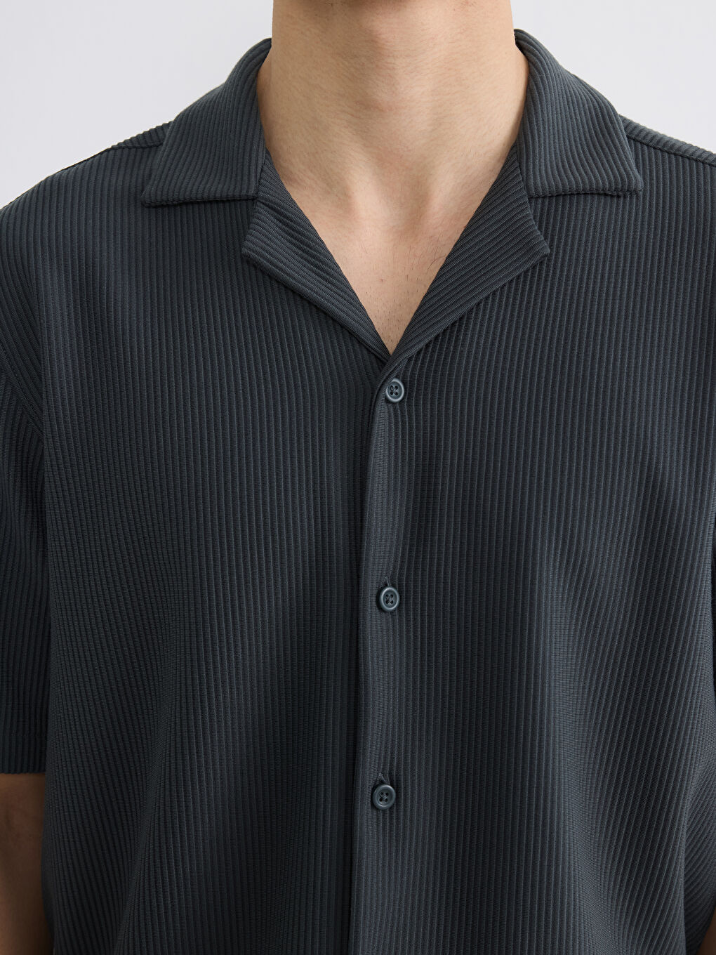 Petrol Regular Fit Resort Yaka Erkek Gömlek-2