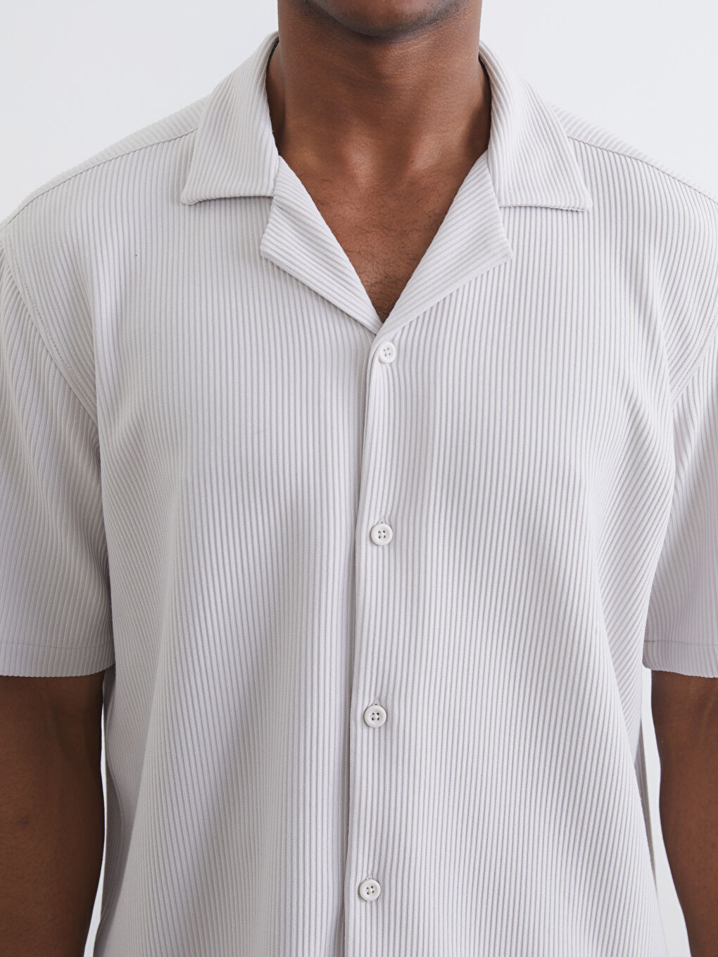 Bej Regular Fit Resort Yaka Erkek Gömlek-2