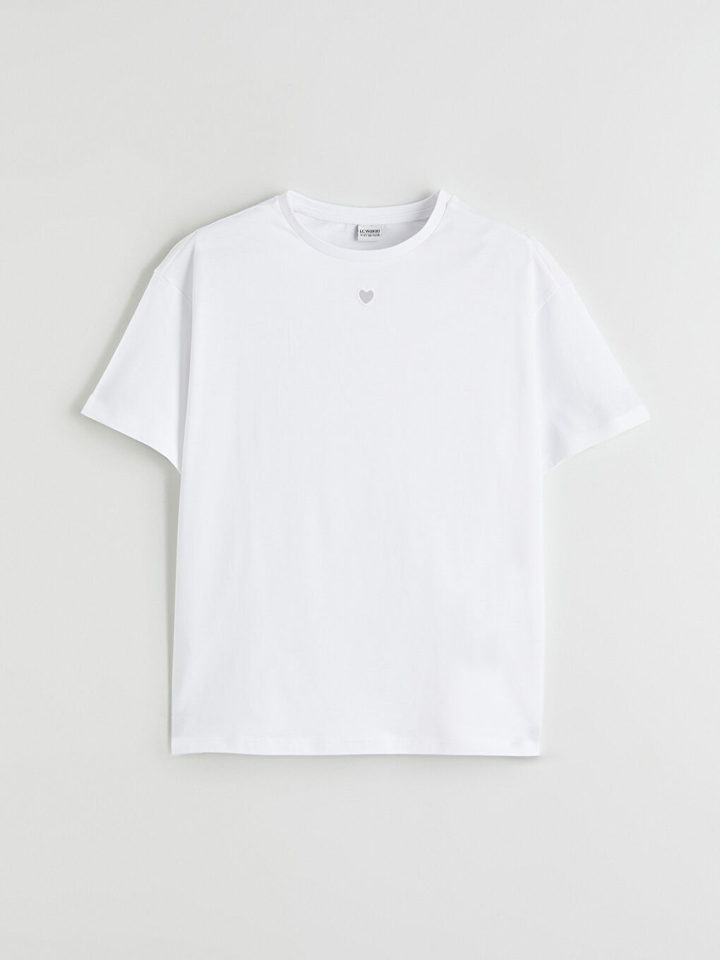 Beyaz Bisiklet Yaka Kız Çocuk Tişört