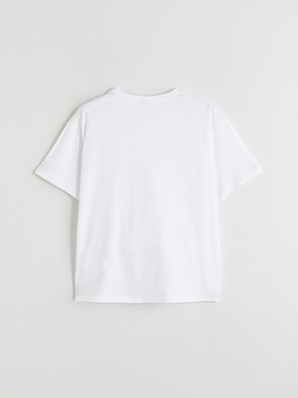 Beyaz Bisiklet Yaka Kız Çocuk Tişört-2