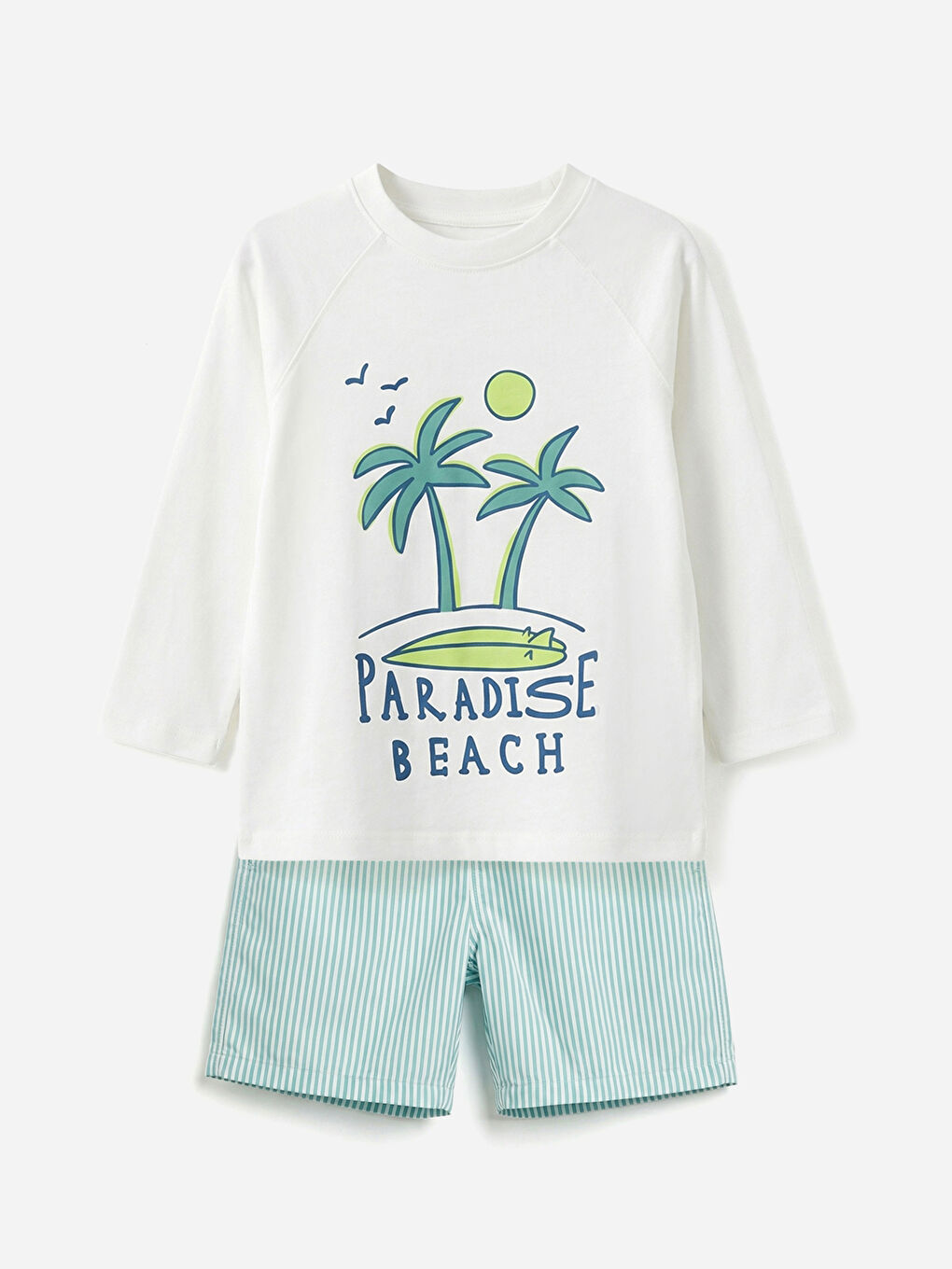 Beyaz Baskılı Erkek Çocuk Mayo Takımı