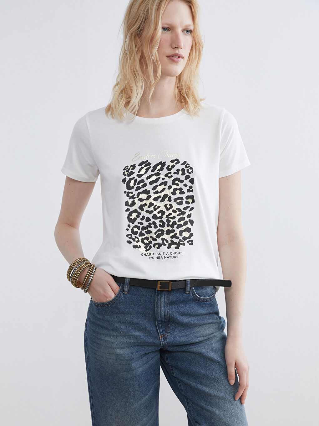 Leopard Print Crew Neck Tee