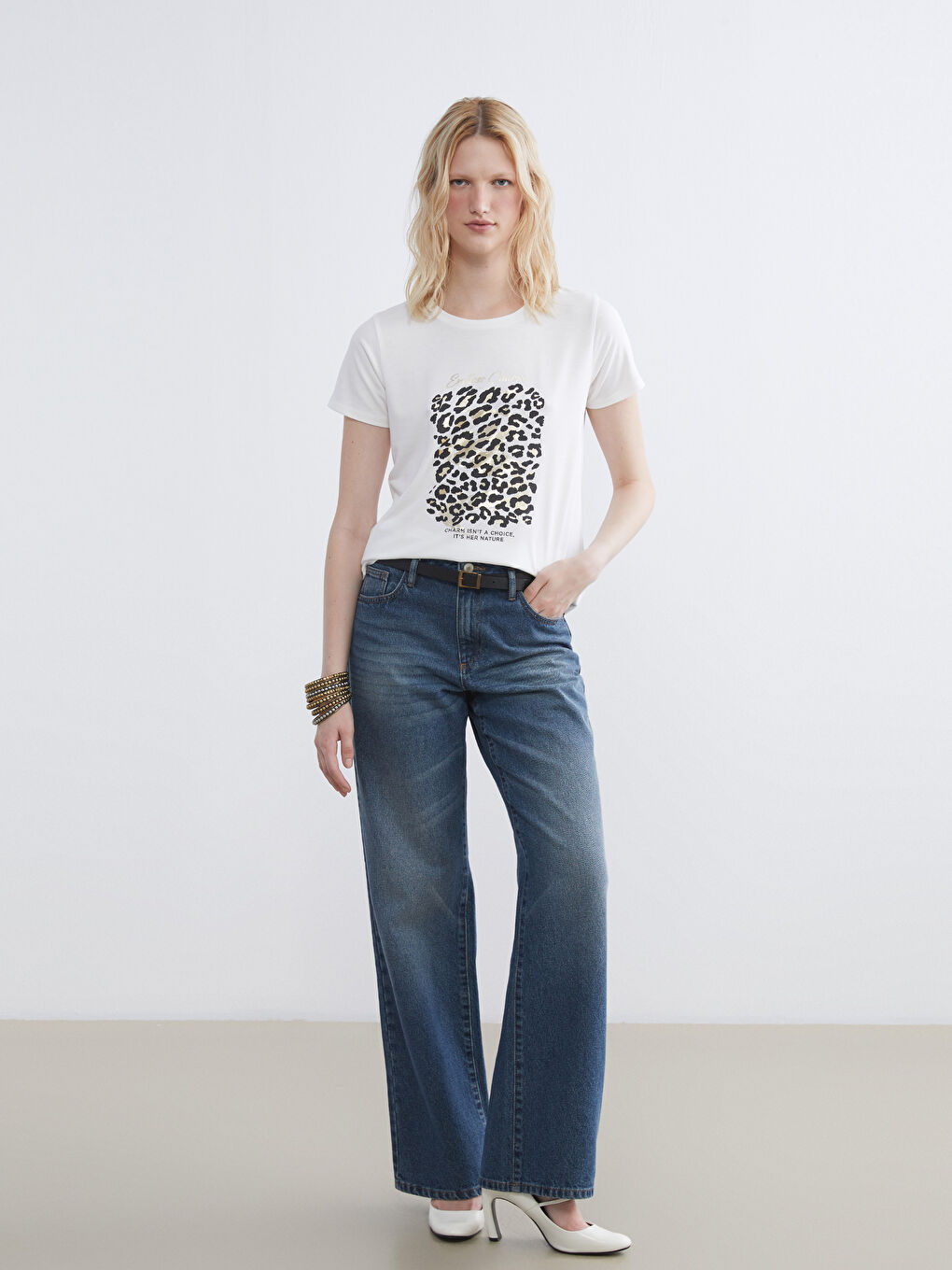 Leopard Print Crew Neck Tee-1
