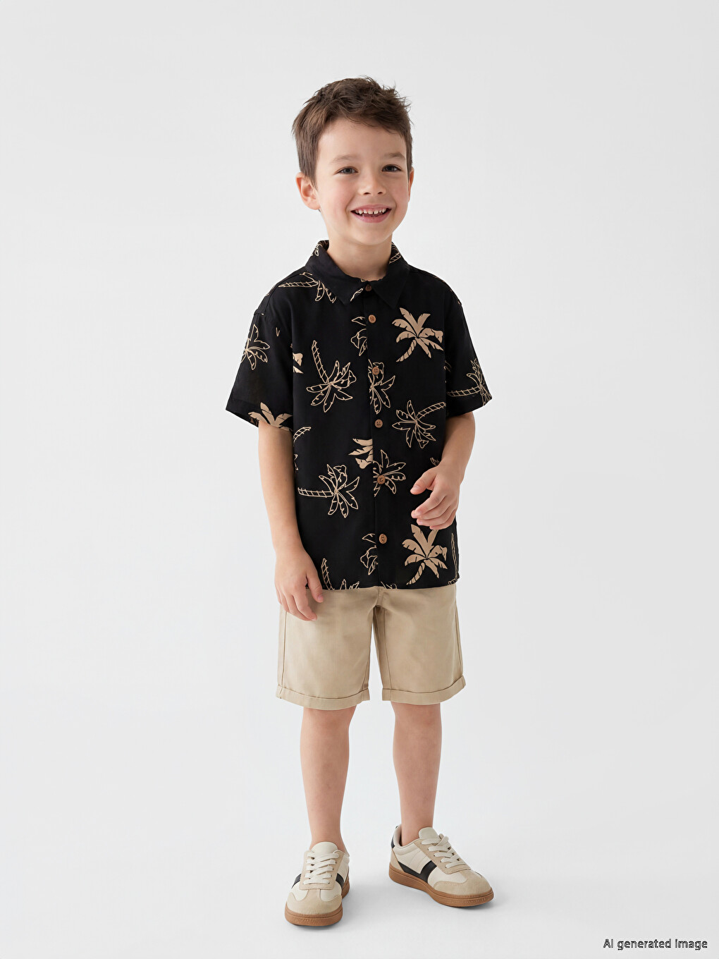 Patterned Boys' Shirt and Shorts