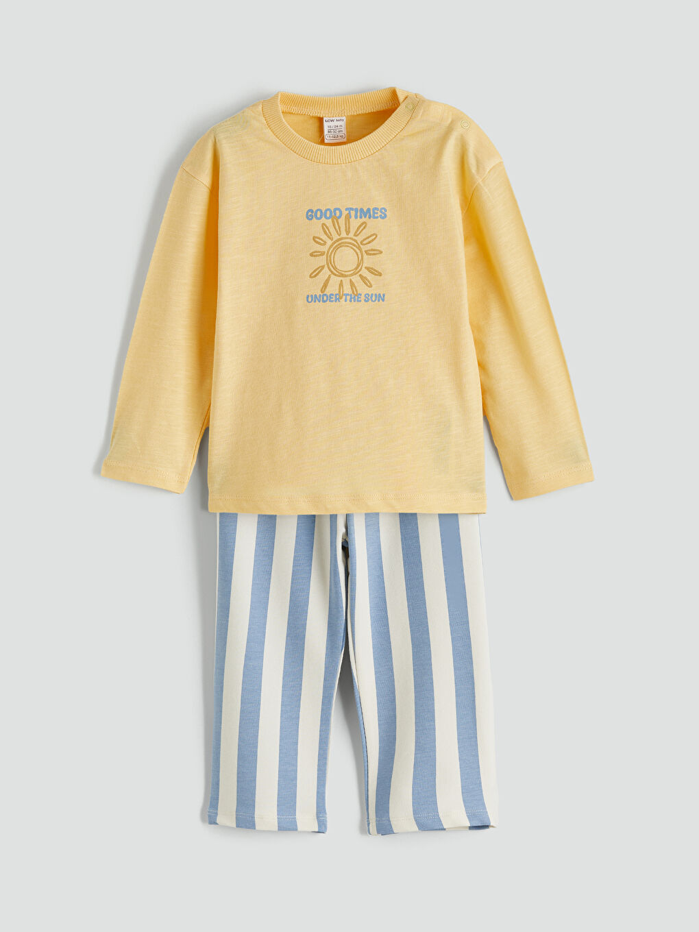 Turuncu Bisiklet Yaka Erkek Bebek Tişört ve Pantolon