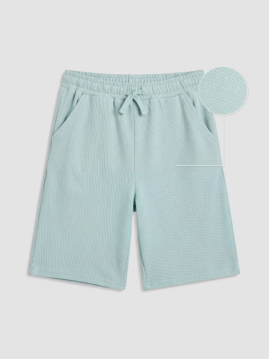 Yeşil Beli Lastikli Erkek Çocuk Pike Şort