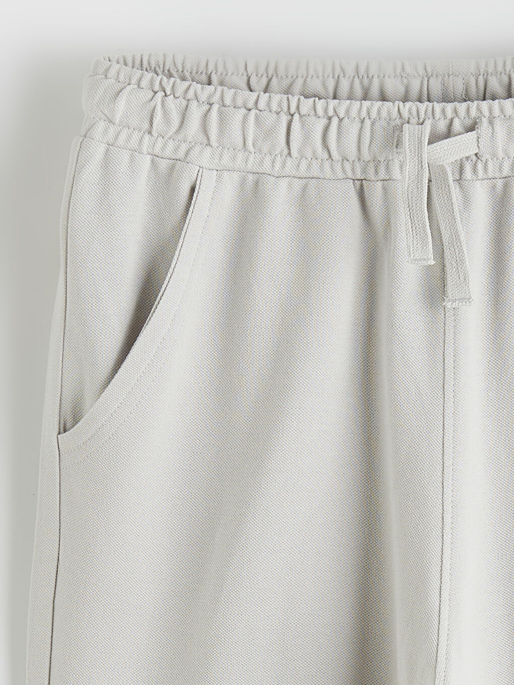 Gri Beli Lastikli Erkek Çocuk Pike Şort-1