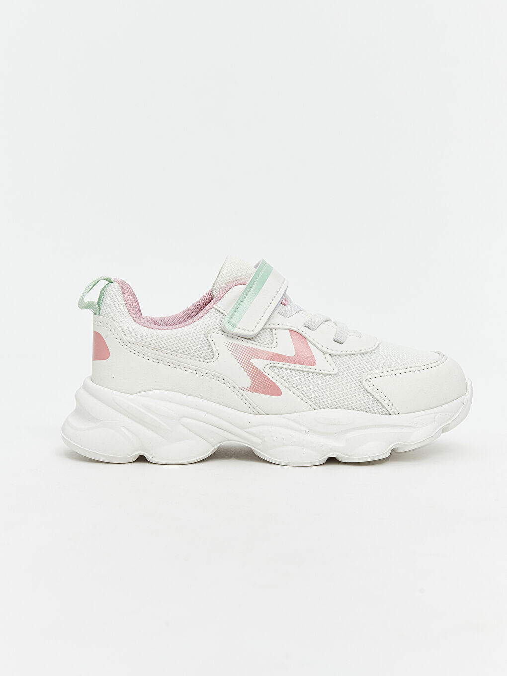 Beyaz Bağcık ve Cırt Cırtlı Kız Çocuk Spor Ayakkabı-1