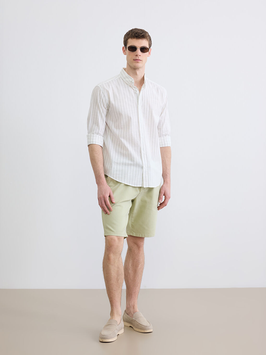 მამაკაცები კრემისფერი პერანგი-1