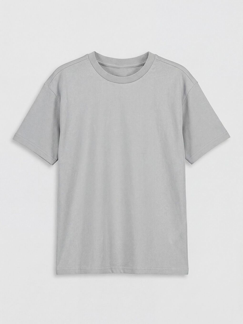 Gri Bisiklet Yaka Basic Erkek Çocuk Tişört