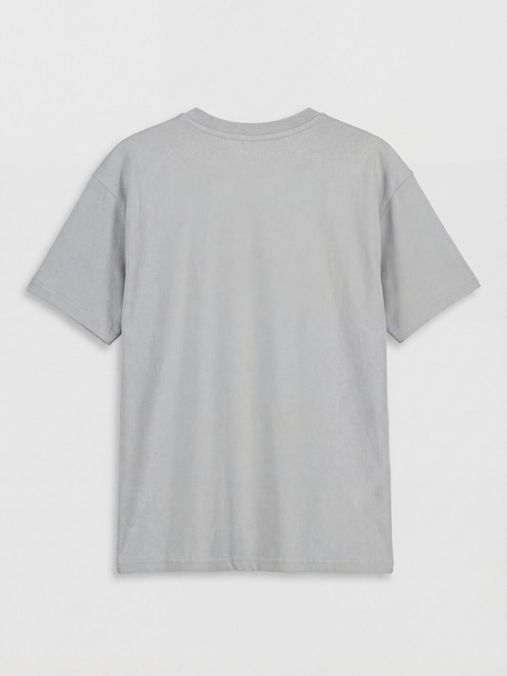 Gri Bisiklet Yaka Basic Erkek Çocuk Tişört-1