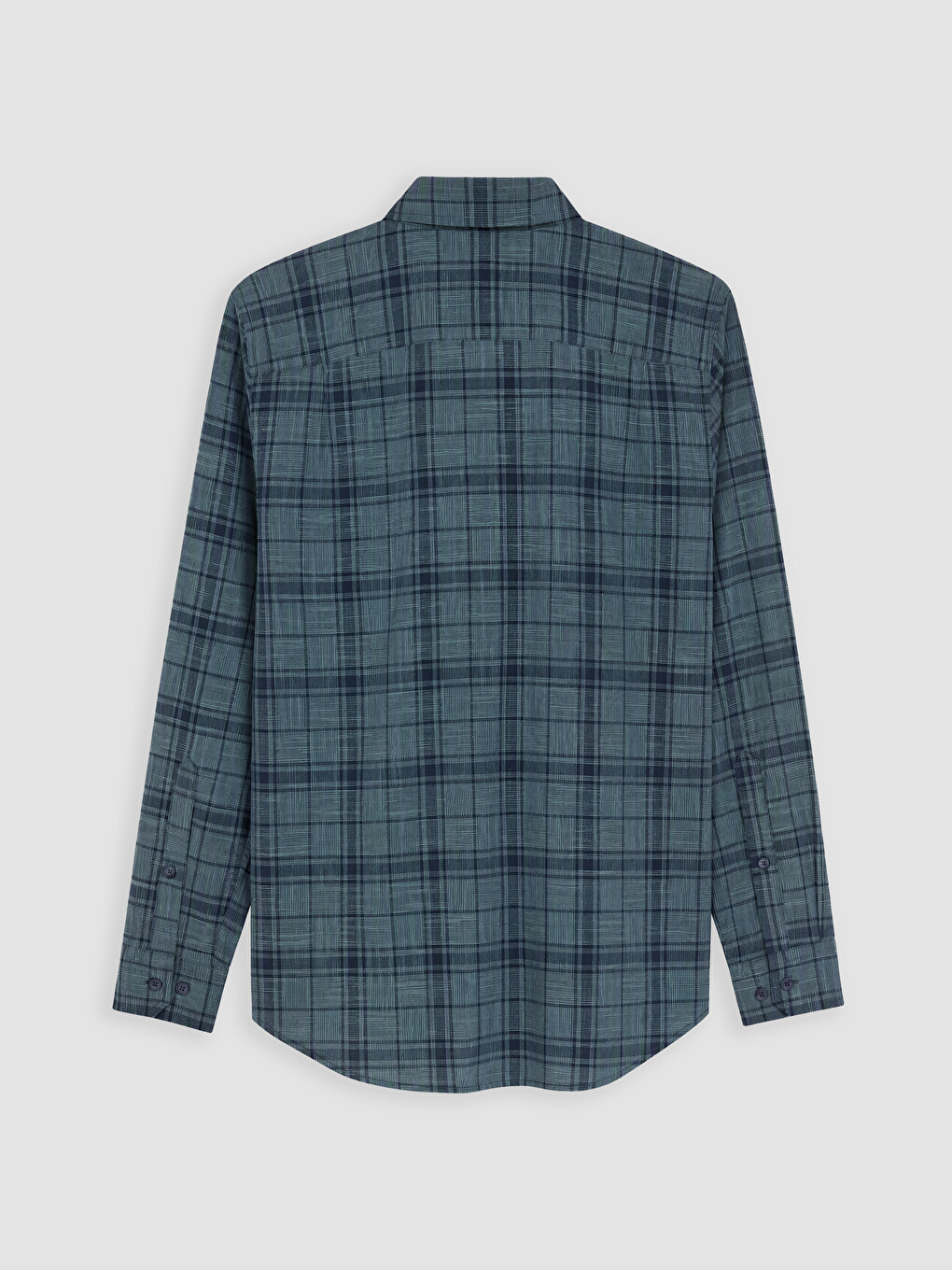 Yeşil Regular Fit Ekose Poplin Erkek Gömlek-5
