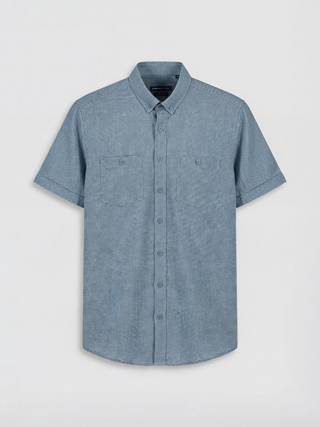 Lacivert Regular Fit Erkek Keten Görünümlü Gömlek